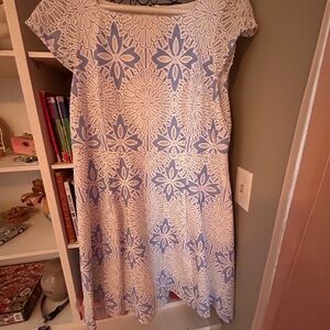 Talbots Blue and White Midi Dress